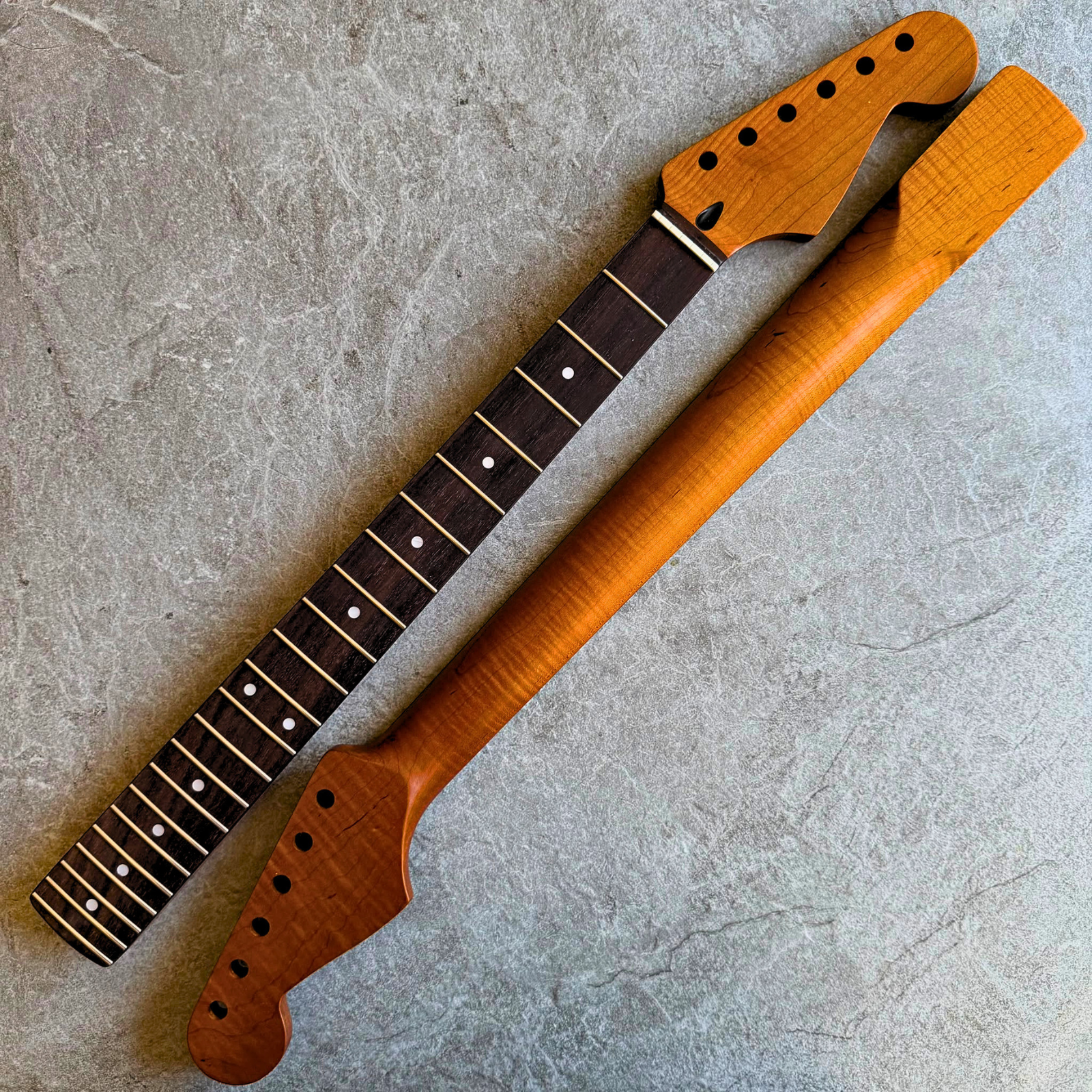 Strat Guitar Neck Roasted Lion Flame Rosewood Neck – 22-Fret, Satin Finish, 12" Radius