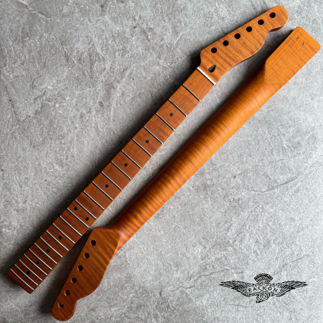 Tele Lion Flame Roasted Maple Fretboard Neck – 22 Fret Stain