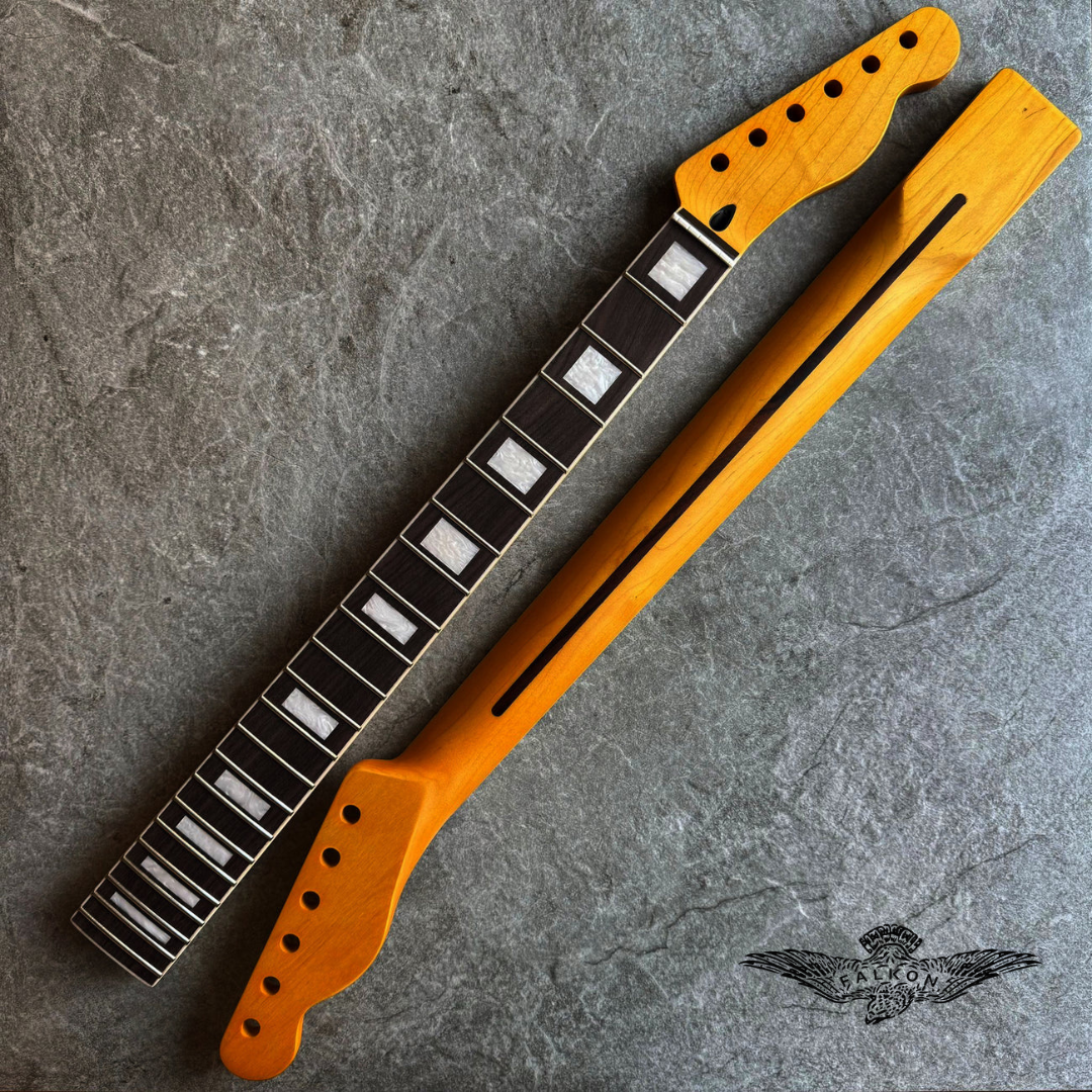 Tele Yellow Rosewood Neck – 22-Fret Pearl Block Inlays, Stain Finish
