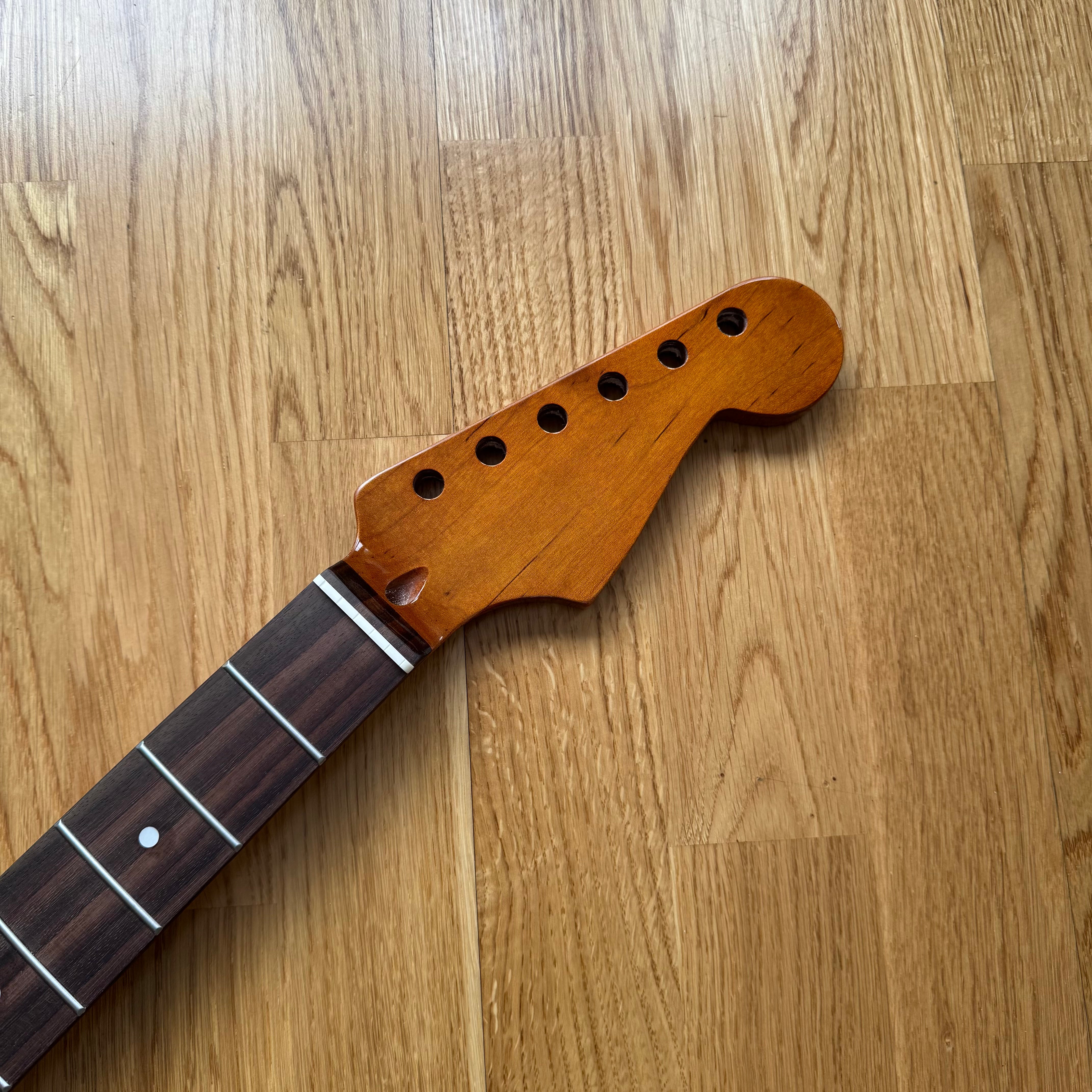 Unique Vintage '50s Strat Rosewood Guitar Neck – Quarter-Sawn Wild Pear Wood, Aged Gloss Finish