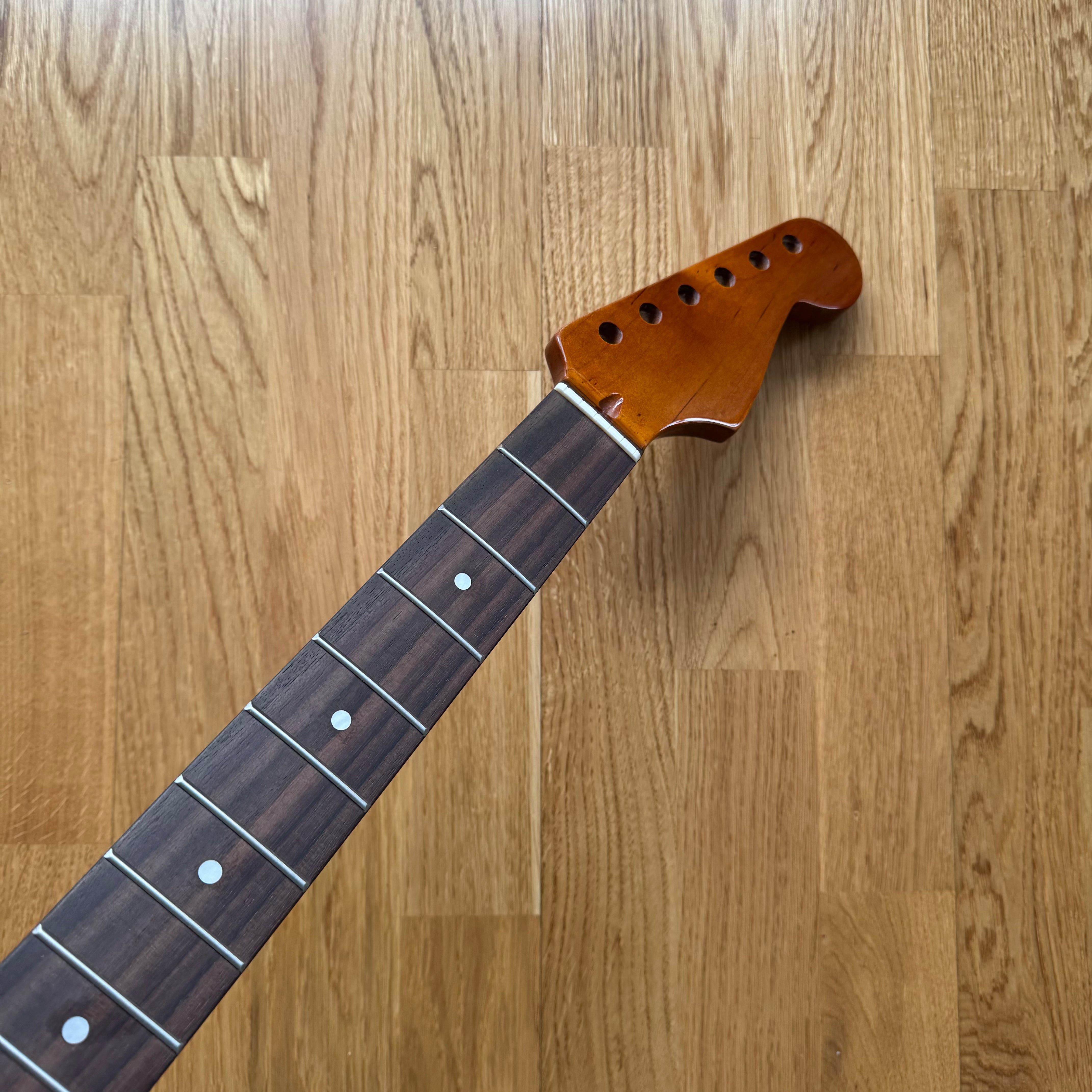 Unique Vintage '50s Strat Rosewood Guitar Neck – Quarter-Sawn Wild Pear Wood, Aged Gloss Finish