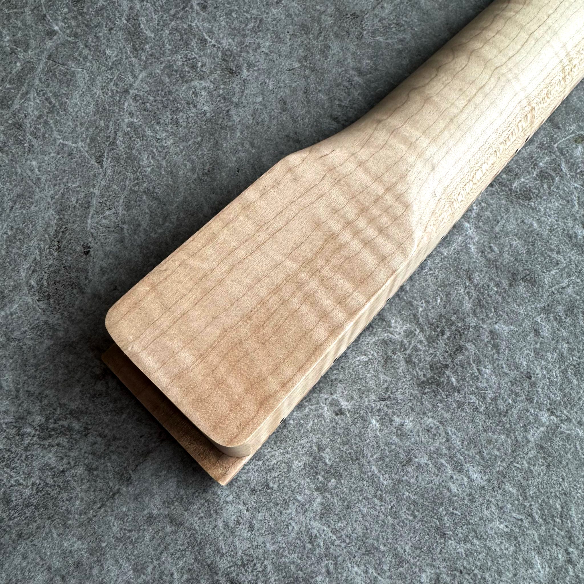 Tele Guitar Neck – 22 Fret Tiger Flame Maple, 12" Radius, Natural Satin