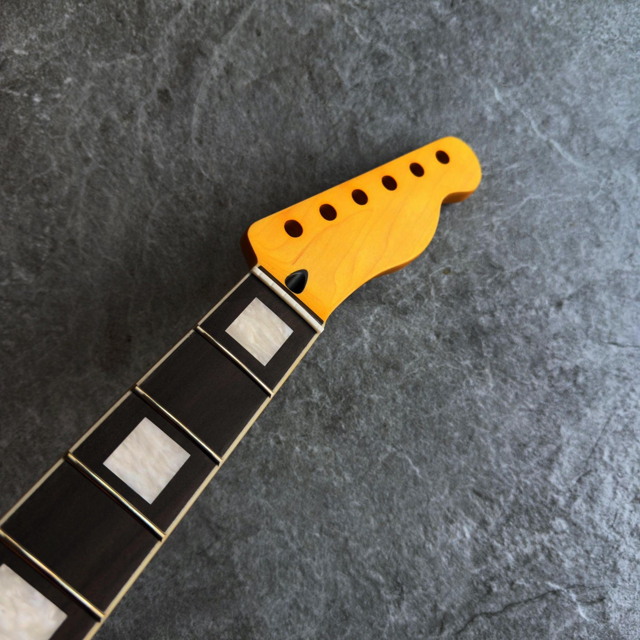 Tele Yellow Rosewood Neck – 22-Fret Pearl Block Inlays, Stain Finish
