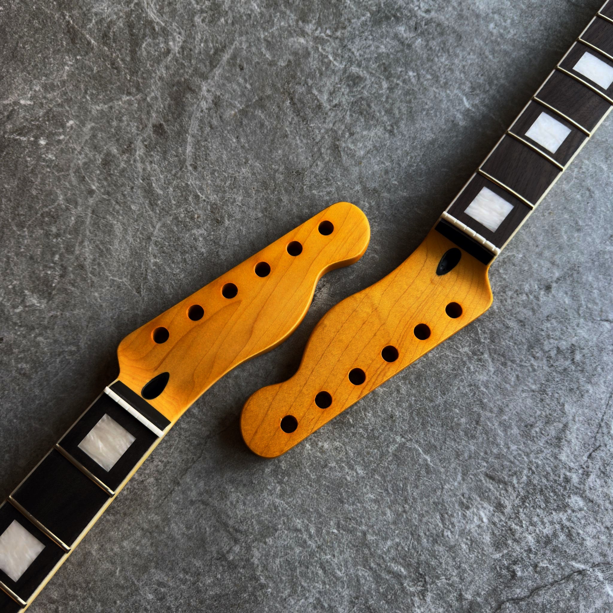 Tele Yellow Rosewood Neck – 22-Fret Pearl Block Inlays, Stain Finish