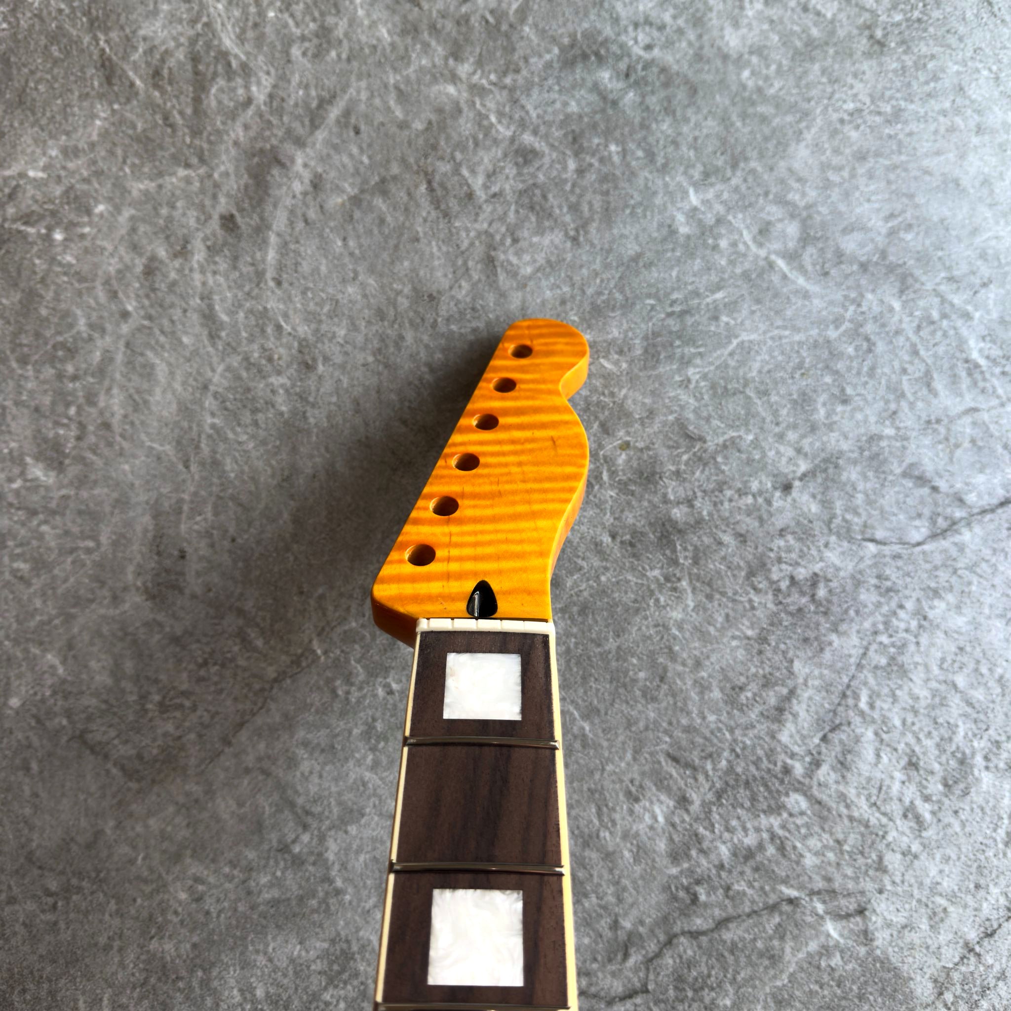Tele Yellow Flame Rosewood Neck – 22-Fret Pearl Block Inlays, Gloss Finish
