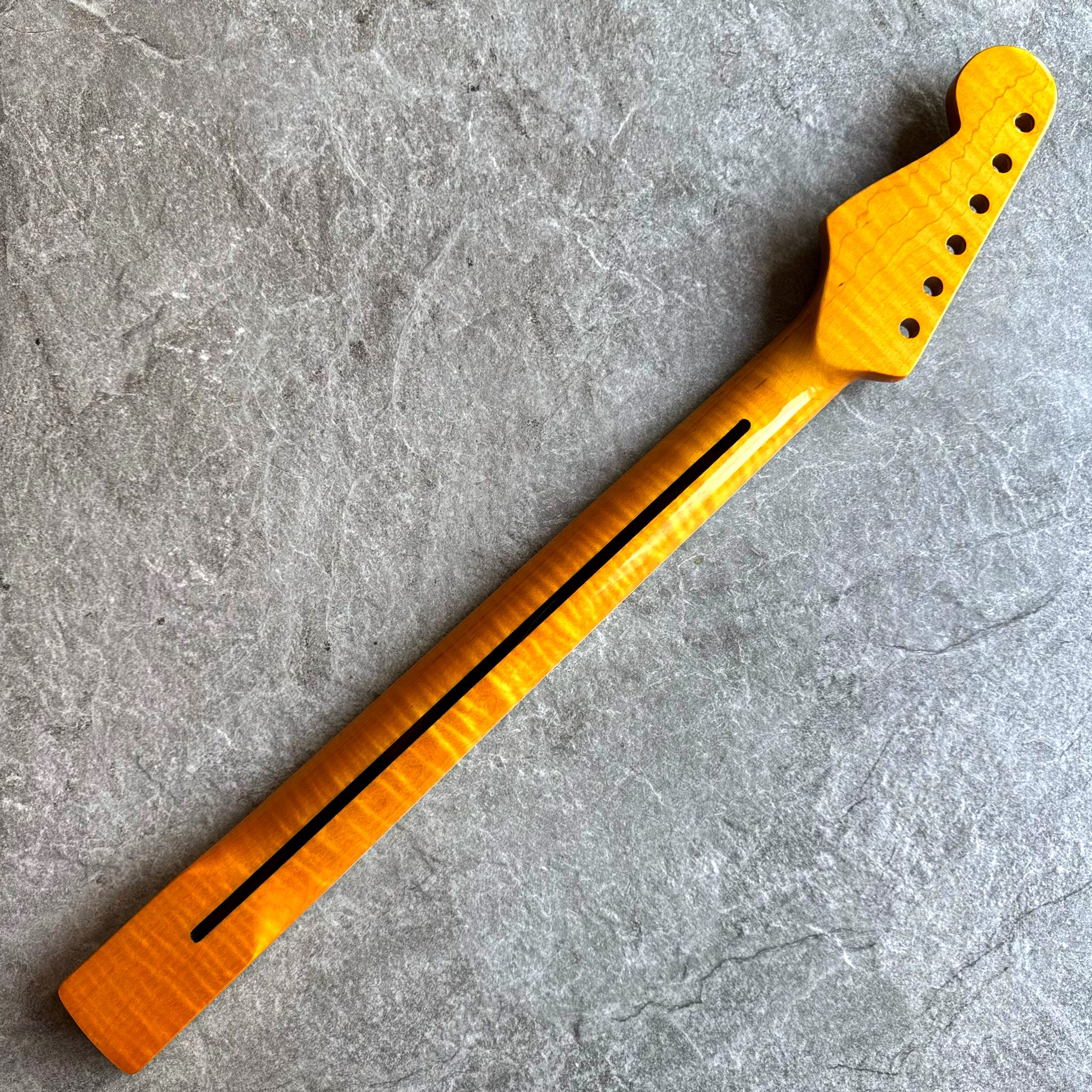 Strat Yellow Flame Rosewood Neck – 22-Fret Pearl Block Inlays, Gloss Finish
