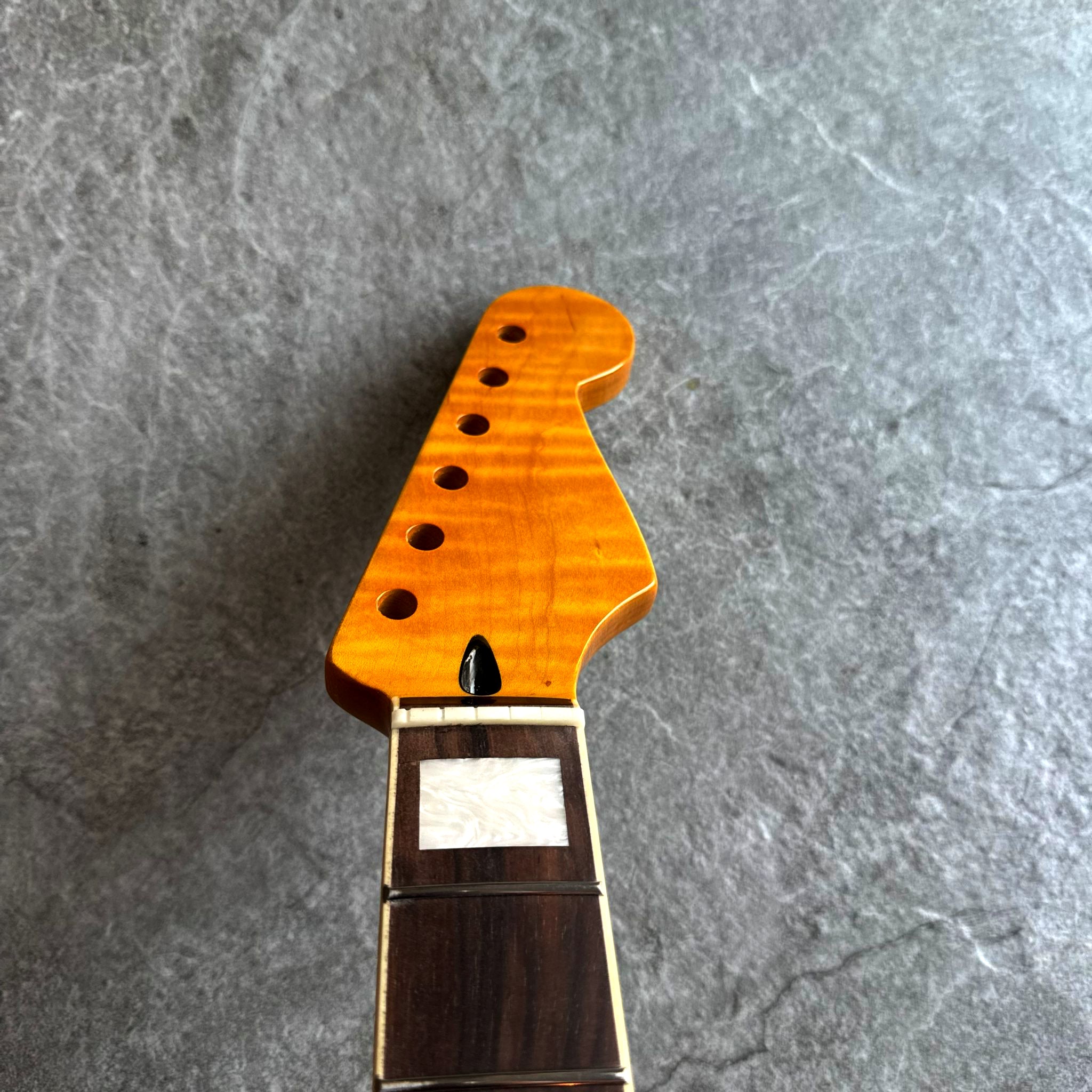 Strat Yellow Flame Rosewood Neck – 22-Fret Pearl Block Inlays, Gloss Finish
