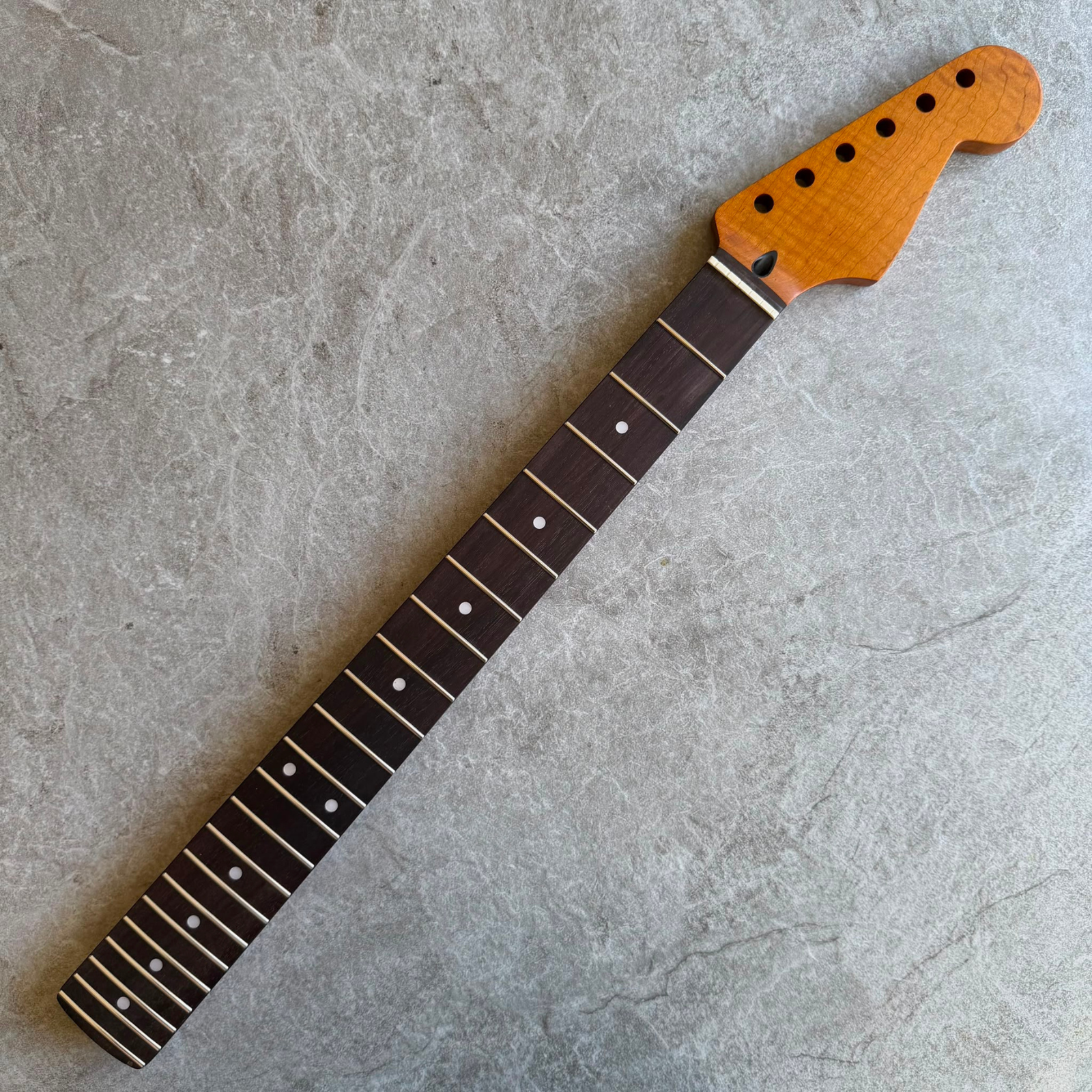 Strat Guitar Neck Roasted Lion Flame Rosewood Neck – 22-Fret, Satin Finish, 12" Radius