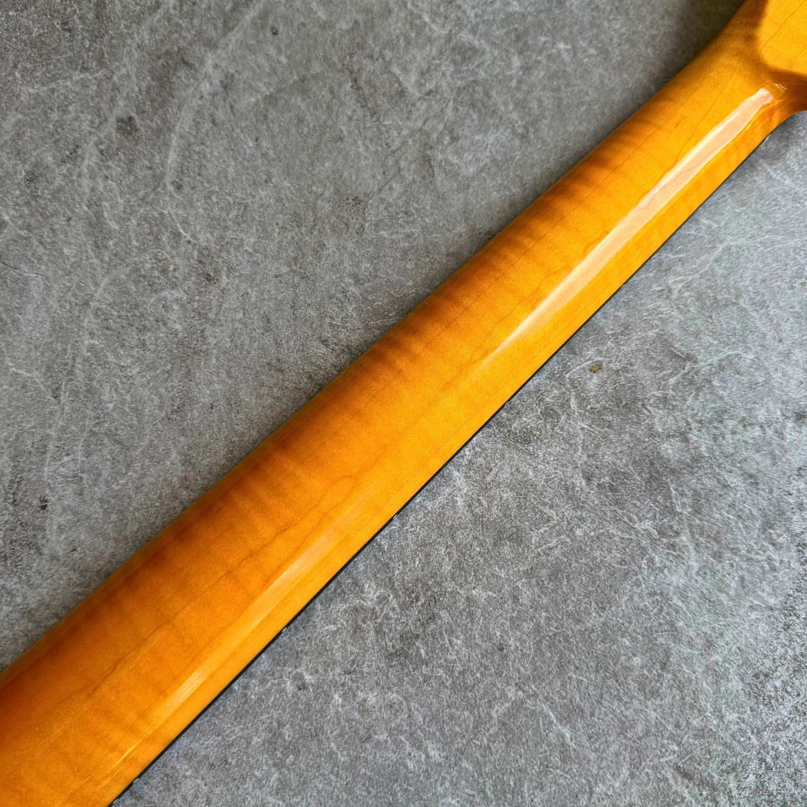 Tele Guitar Neck Yellow Flame Maple 22 Fret Rosewood Fretboard, Gloss Finish, 12" Radius