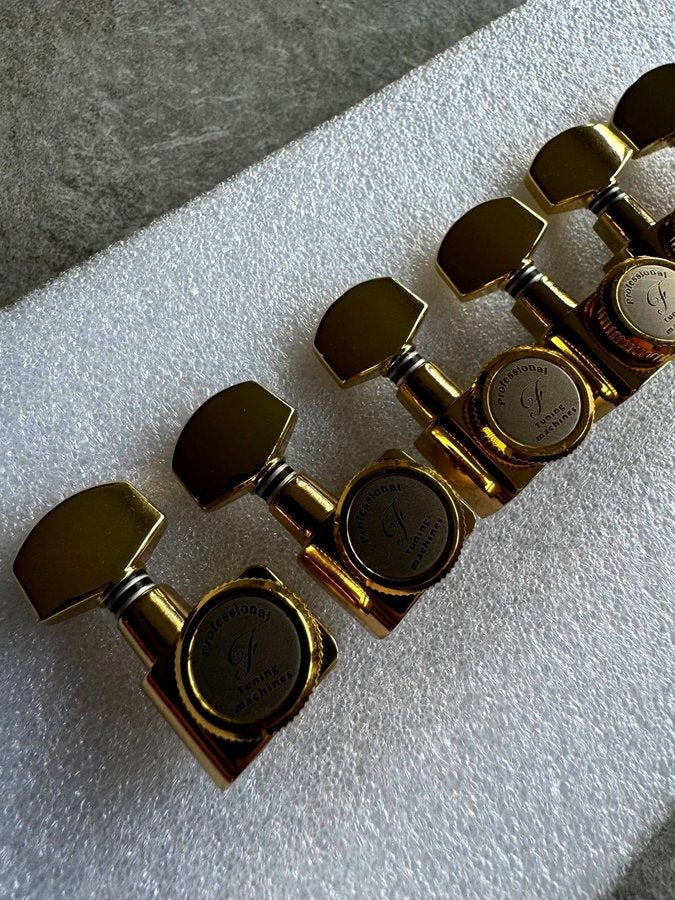 F Professional No-Screw Locking Guitar Machine Heads Tuners Set - Gold
