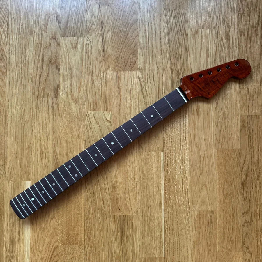 Strat Electric Guitar Neck Tiger Flame Rosewood 22 Fretboard (B-Stock)