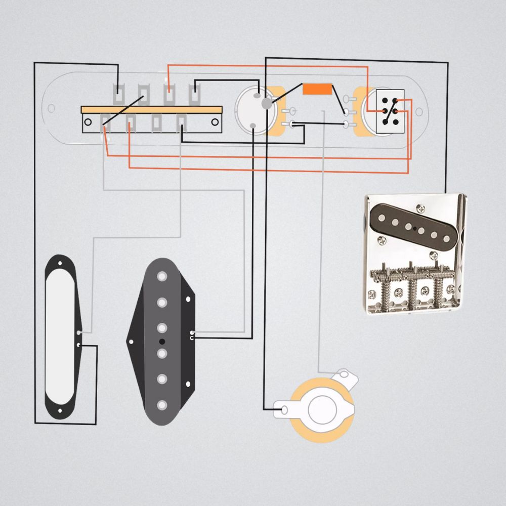 Telecaster Prewired Control Plate Assembly with CTS Pots & Push-Pull – Chrome