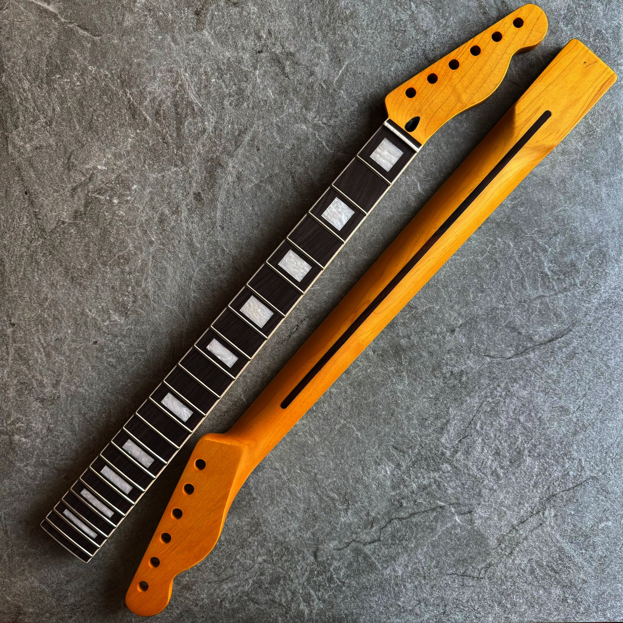 Tele Yellow Rosewood Neck – 22-Fret Pearl Block Inlays, Stain Finish