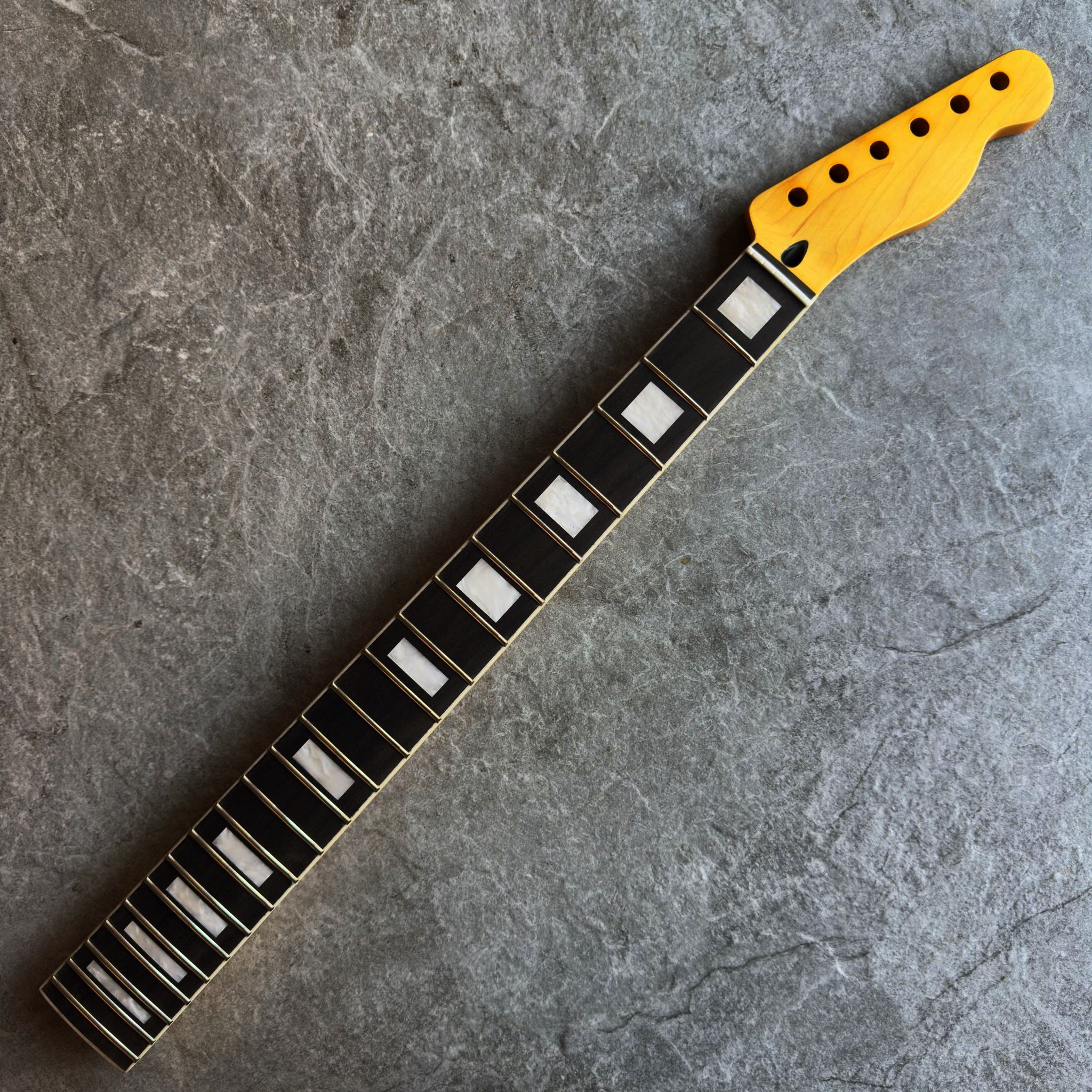 Tele Yellow Rosewood Neck – 22-Fret Pearl Block Inlays, Stain Finish