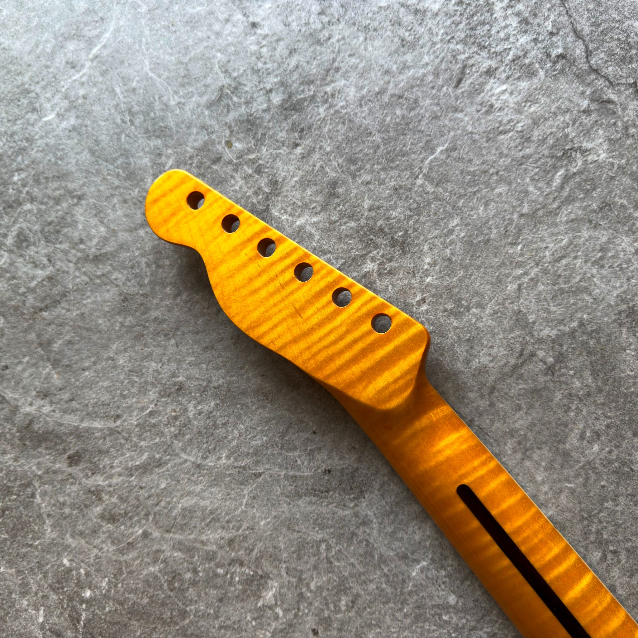 Tele Yellow Flame Rosewood Neck – 22-Fret Pearl Block Inlays, Gloss Finish