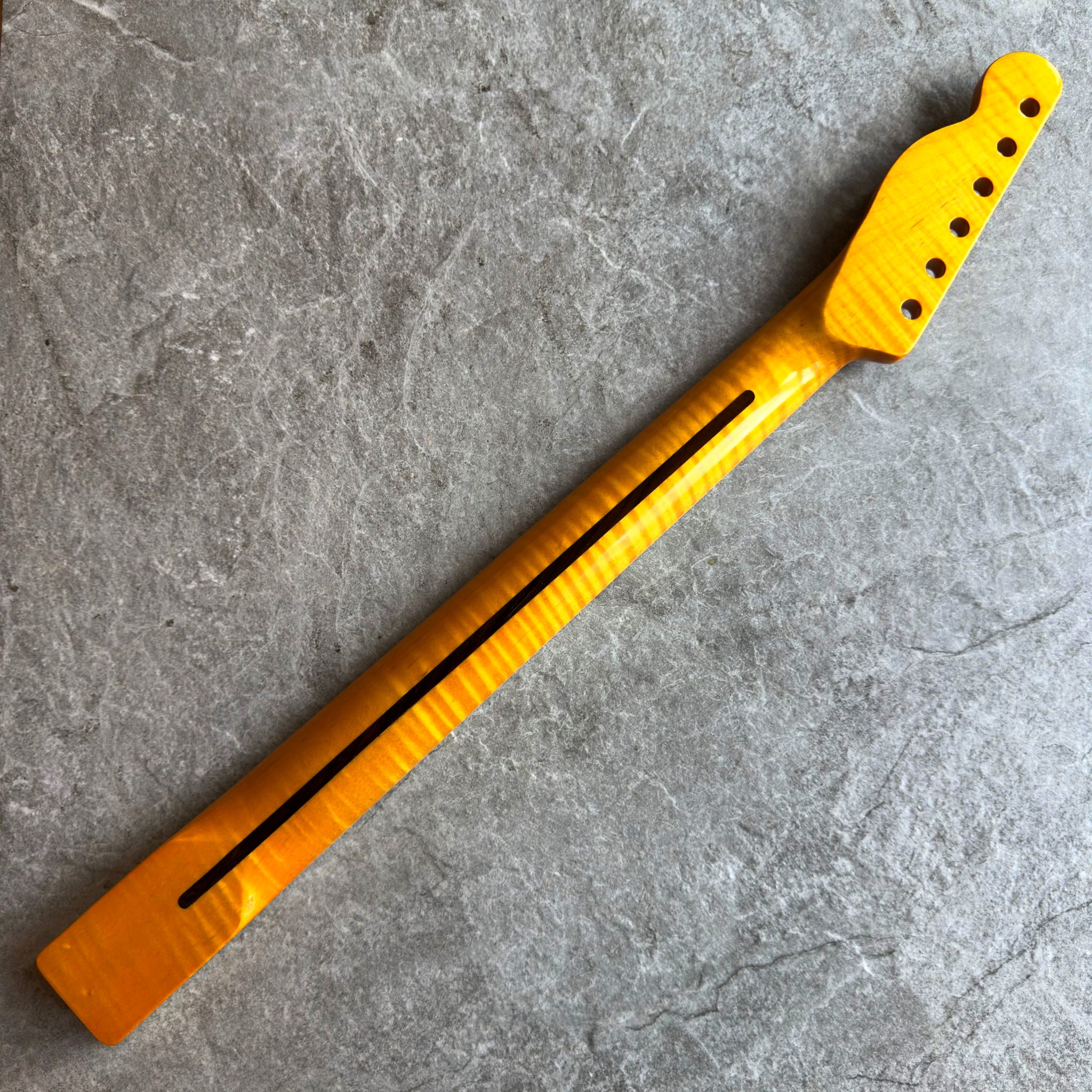 Tele Yellow Flame Rosewood Neck – 22-Fret Pearl Block Inlays, Gloss Finish