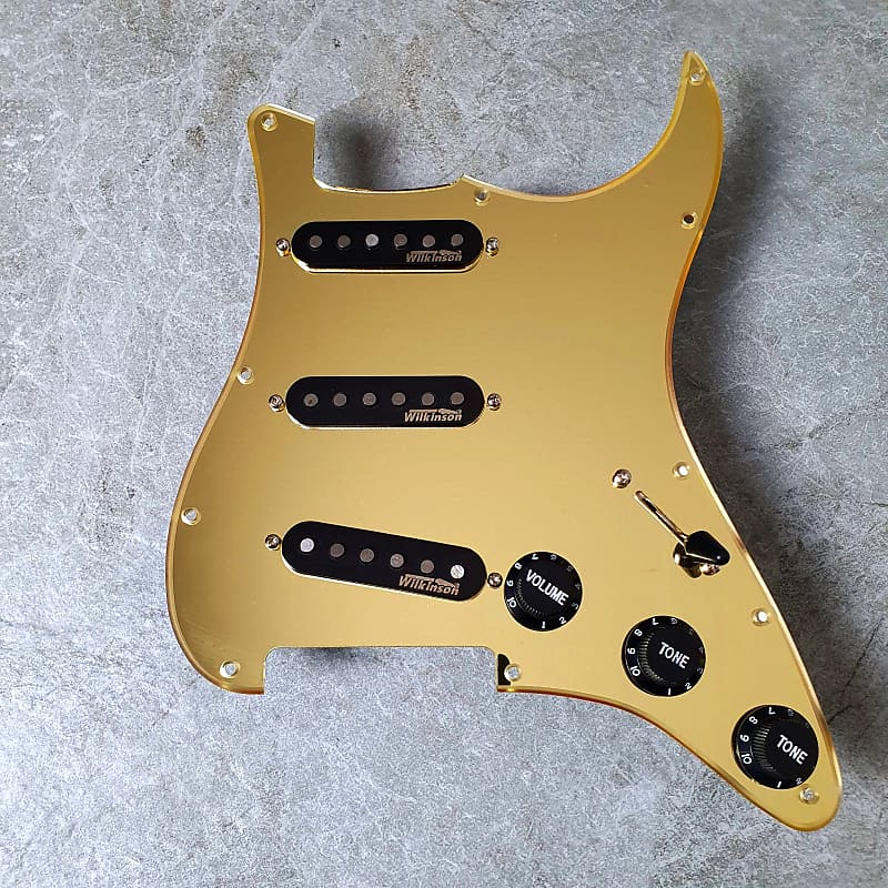 Wilkinson Prewired Strat Loaded Pickguard! Gold Mirror Acrylic
