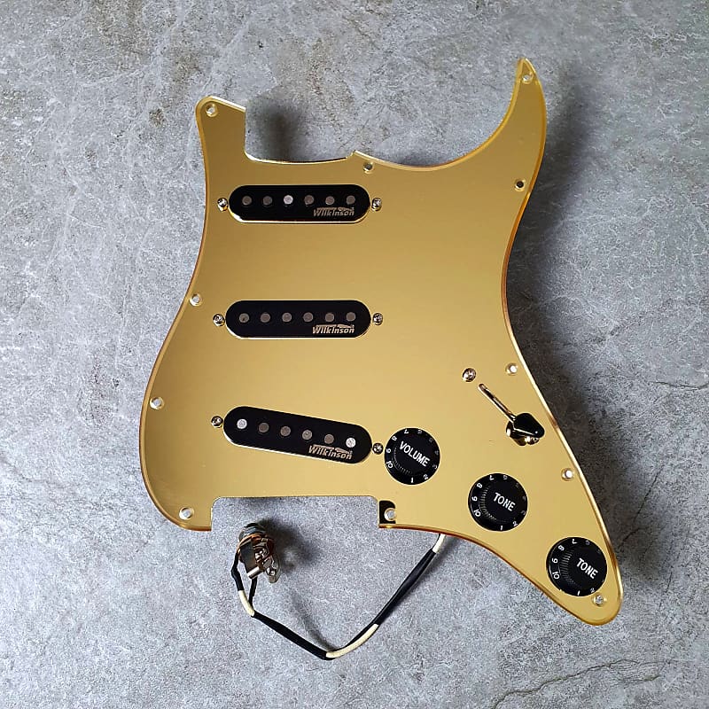 Wilkinson Prewired Strat Loaded Pickguard! Gold Mirror Acrylic