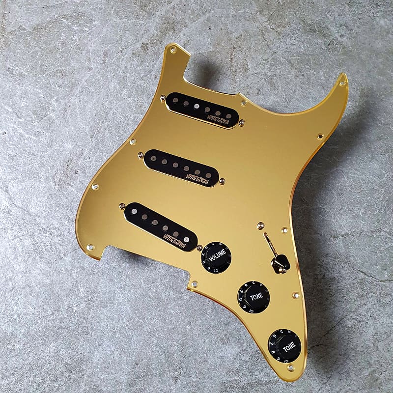 Wilkinson Prewired Strat Loaded Pickguard! Gold Mirror Acrylic
